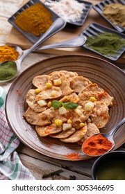 Portrait Of Indian Snack Papri Chaat