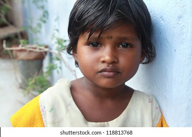 Portrait of Indian Village Poor Girl