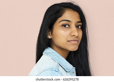 Portrait Of Indian Woman With Staring Face