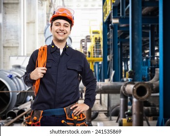 Portrait Of An Industrial Worker In A Factory