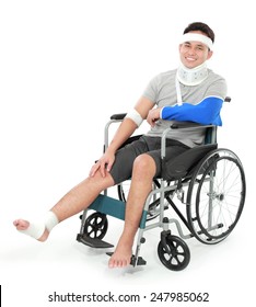 Portrait Of Injured Young Man In Wheelchair