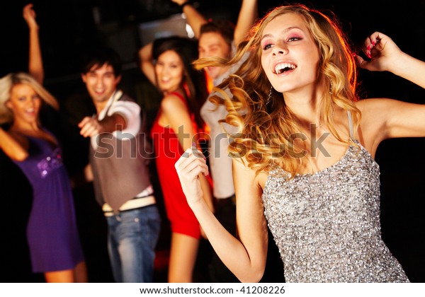 Portrait Joyous Girl Dancing Party On Stock Photo (Edit Now) 41208226