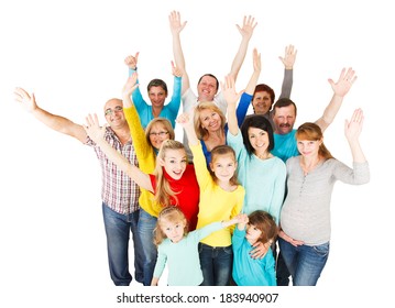 Portrait of a large group of a Mixed Age people smiling and embracing together. - Shutterstock ID 183940907