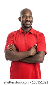 Portrait of a late 20s handsome black man isolated on a white background