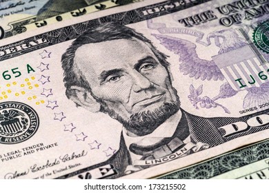 Portrait Of Lincoln In Front Of The Dollar Bill