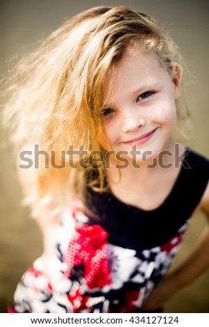 Similar – happy child girl playing at home in cozy weekend morning