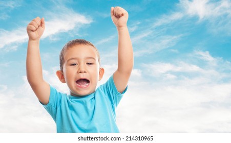 Self Confident Boy Raised Fists Celebrating Stock Photo 347866076 ...