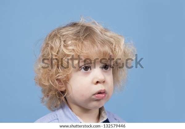 Portrait Little Boy Blond Curly Hair Stock Photo Edit Now 132579446