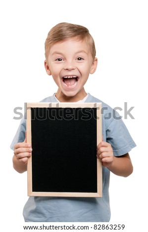 Similar – happy child with a blackboard