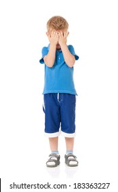 Portrait of little boy, isolated on white background