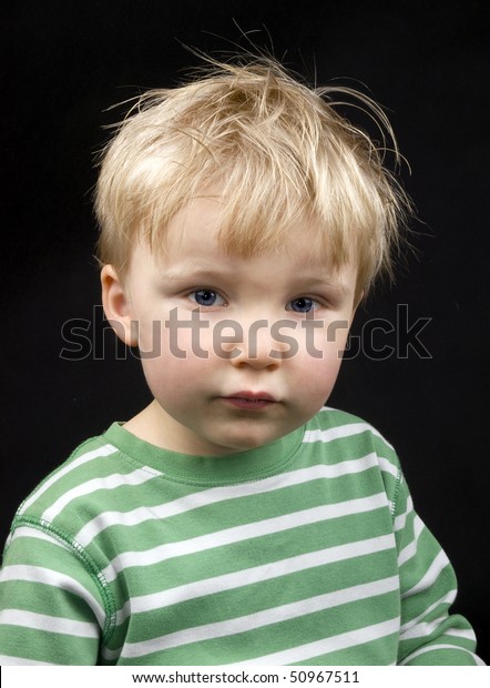 Portrait Little Boy On Black Background Stock Photo Edit Now