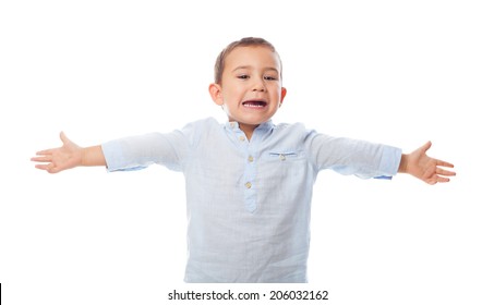 Portrait Of A Little Boy Opening His Arms Like A Hug