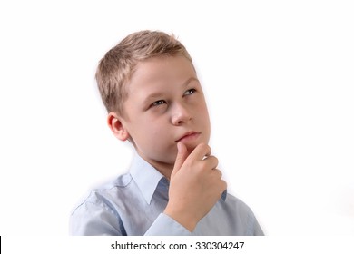 Portrait Little Boy Pensive Pose Isolated Stock Photo 330304247 ...