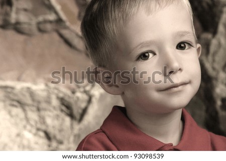 Similar – Portrait of sad little boy