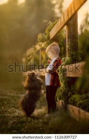 Similar – Foto Bild Mädchen mit Welpe am See