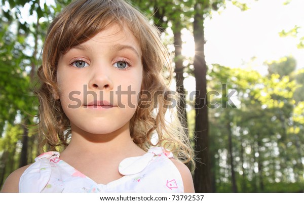 Portrait Little Cute Girl Curly Blonde Stock Photo Edit Now 73792537