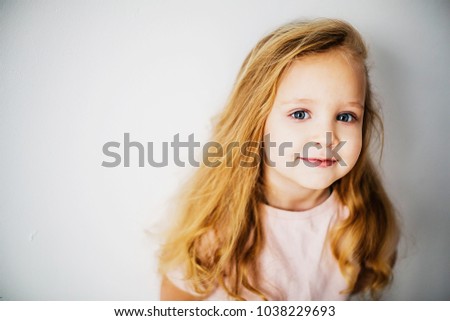 Similar – Image, Stock Photo cute kid girl relaxing at home in cozy weekend morning