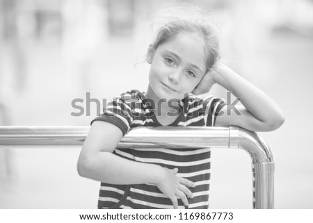 Similar – Image, Stock Photo Adorable little girl combed with pigtails