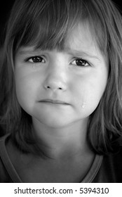 Portrait Little Girl Crying Tears Rolling Stock Photo 5394310 ...