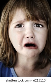 Portrait Little Girl Crying Tears Rolling Stock Photo 6215110 ...