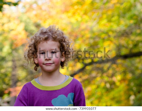 Portrait Little Girl Curly Blonde Hair Stock Photo Edit Now