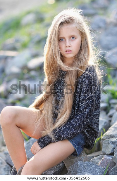 Portrait Little Girl Outdoors Summer Stock Photo (Edit Now) 356432606