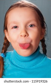 Portrait Little Girl Showing Tongue Against Stock Photo 115919326 ...