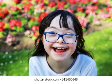 Portrait Little Girl Smiling Outside Stock Photo (Edit Now) 611480648