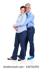 Portrait Of Loving Middle Aged Couple On White Background