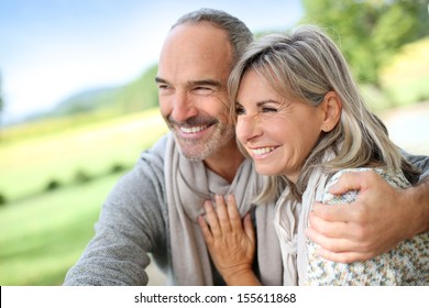 Portrait of loving senior couple