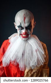 Portrait Of Mad Bloody Clown, Face In Blood