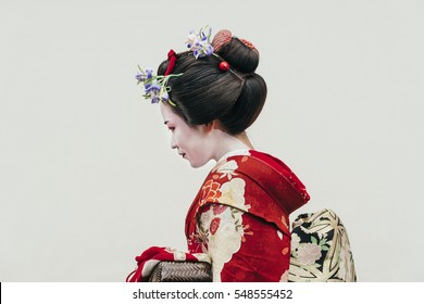 Portrait Of  A Maiko Geisha In Gion Kyoto