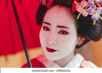 Portrait Of  A Maiko Geisha In Gion Kyoto