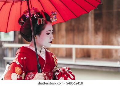 Portrait Of  A Maiko Geisha In Gion Kyoto