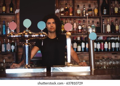 Portrait Of Male Bar Tender At Bar Counter