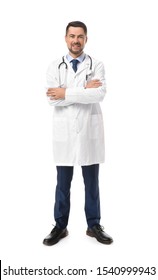 Portrait Of Male Doctor On White Background