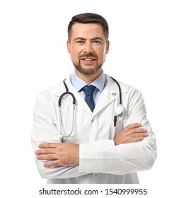 Portrait Male Doctor On White Background Stock Photo 1540999955 ...