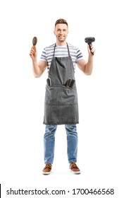 Portrait Of Male Hairdresser On White Background