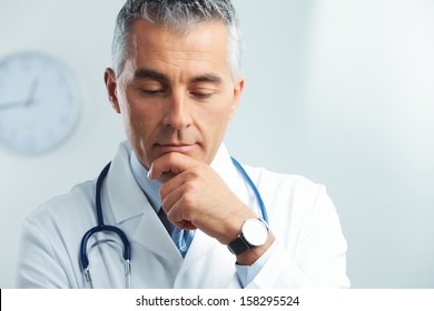  Portrait Of A Male Handsome Doctor Thinking