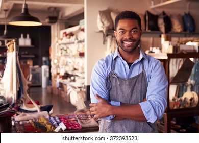 Portrait Of Male Owner Standing In Gift Store - Shutterstock ID 372393523