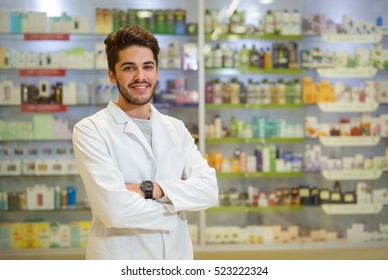 Portrait Of A Male Pharmacist At Pharmacy