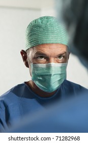 Portrait Of A Male Surgeon At Work, Close-up