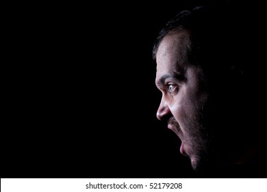 Portrait of the malicious rough shouting person