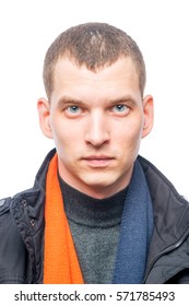 Portrait Of A Man 30 Years Old On A White Background Isolated