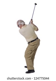Portrait of a man about to hit a golf ball