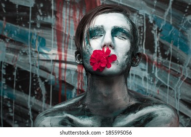 Portrait Man Art Coating On Skin Stock Photo 185595056 Shutterstock