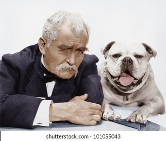 Portrait Of Man And Dog