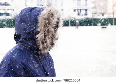 Portrait of man dressed with warm coat in cold season