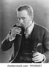 Portrait Of Man Drinking