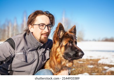 Portrait Man His German Shepherd Dog Stock Photo 2144933389 | Shutterstock